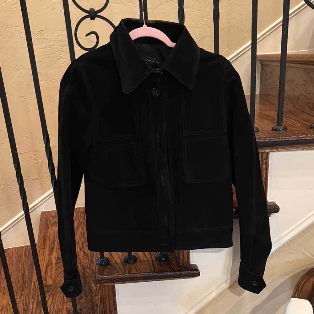 Zara Black Faux Suede Leather Jacket
